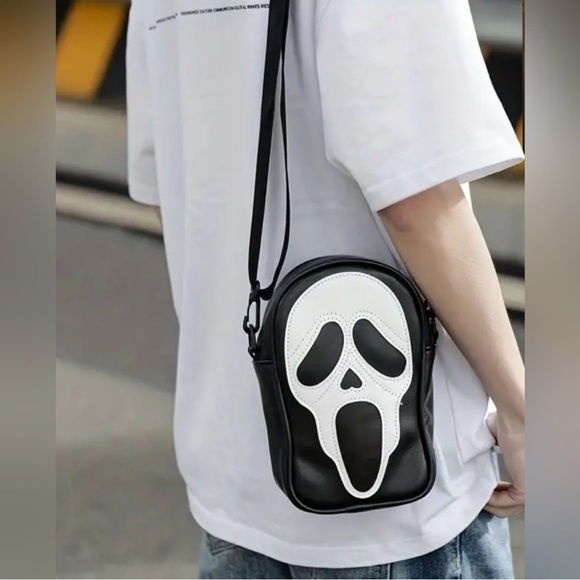 Black Crossbody Bags with Ghost Face Design - Picture 3 of 5